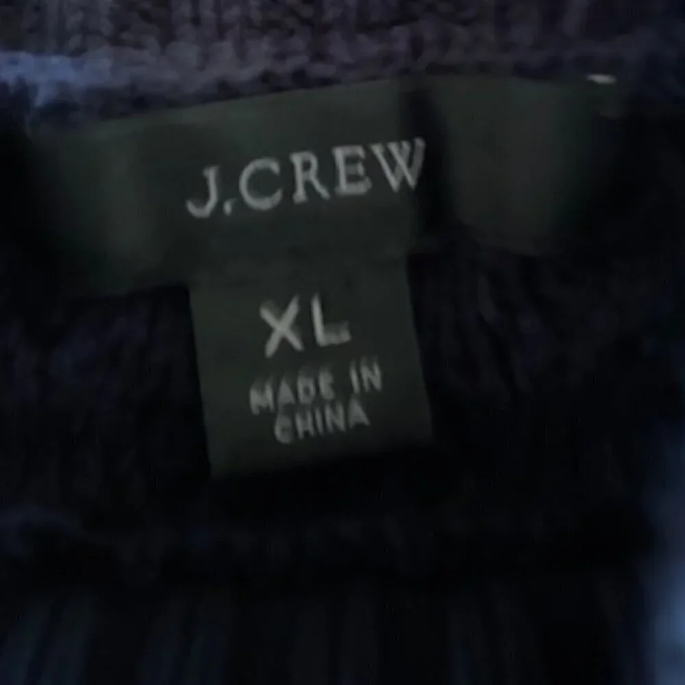 J. Crew Long Cotton Cable-Knit Mockneck Sweater in Navy XLarge